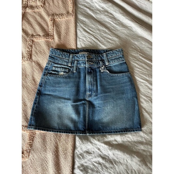 Frame Le Mini Denim Skirt Double Waist Band NWT 26 - Picture 4 of 8